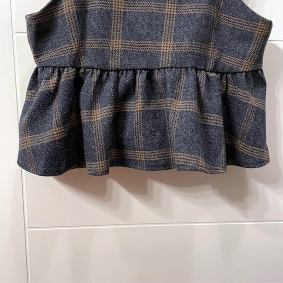 NWOT Hüming Plaid Babydoll Peplum Cropped Tank Top Dark Academia - Picture 5 of 12